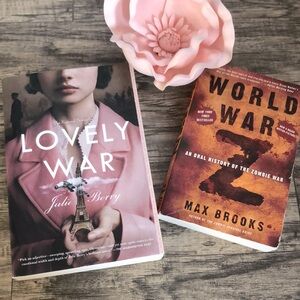 LOVELY WAR & WORLD WAR Z lot of 2 war historical fiction dystopia novels books